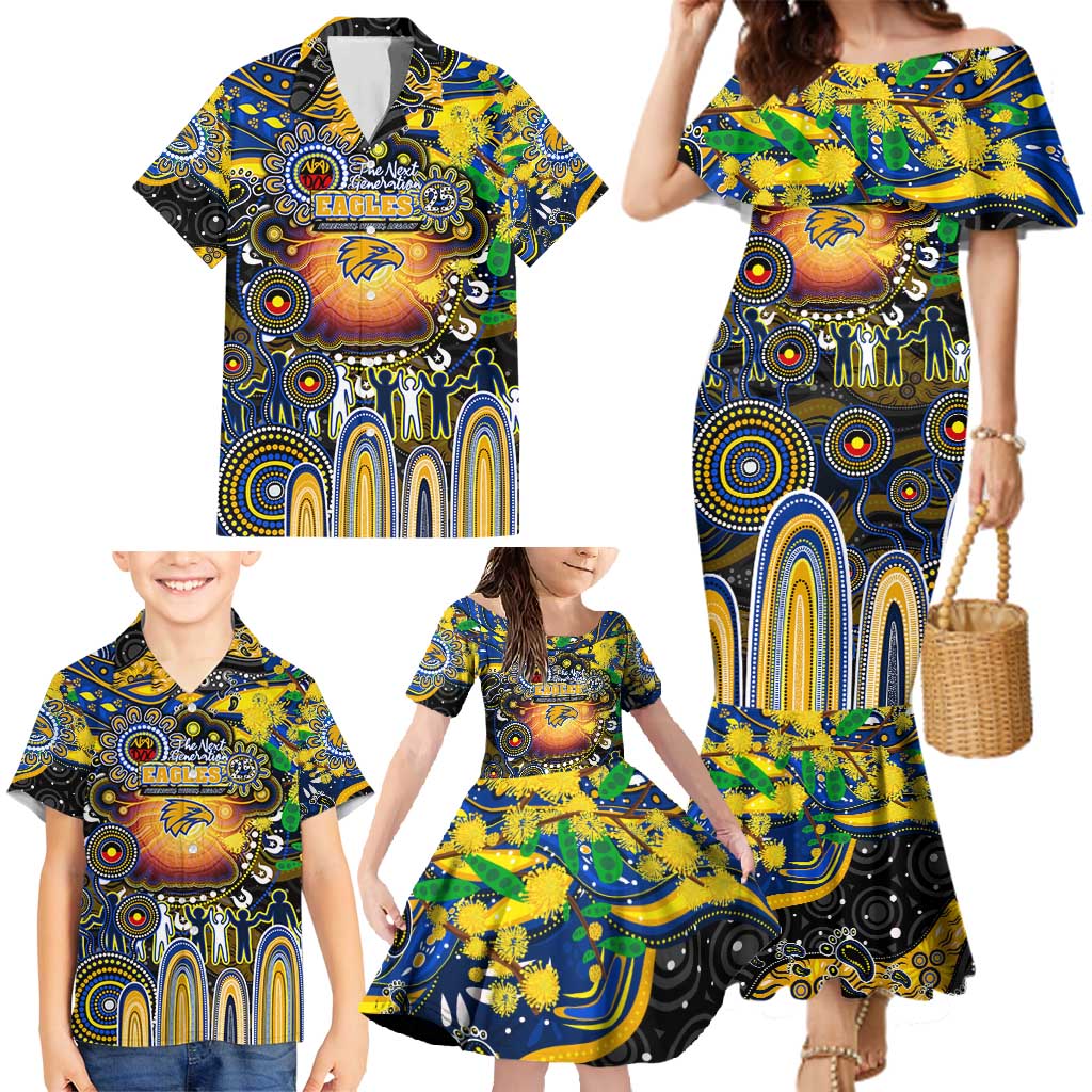 Personalised NAIDOC Week 2025 Eagles Football Family Matching Mermaid Dress and Hawaiian Shirt Aboriginal Dot Painting