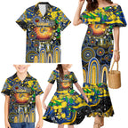 Personalised NAIDOC Week 2025 Eagles Football Family Matching Mermaid Dress and Hawaiian Shirt Aboriginal Dot Painting