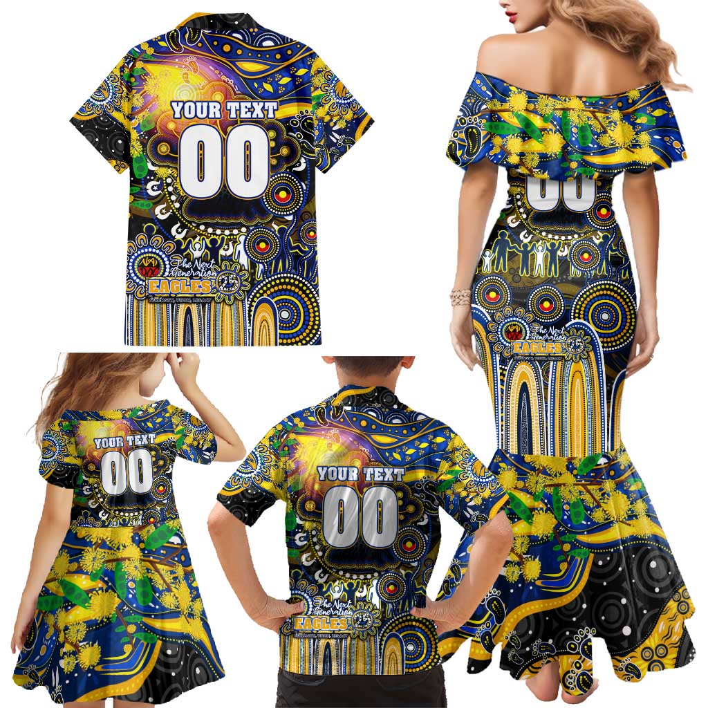 Personalised NAIDOC Week 2025 Eagles Football Family Matching Mermaid Dress and Hawaiian Shirt Aboriginal Dot Painting