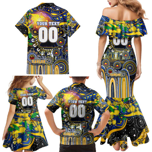 Personalised NAIDOC Week 2025 Eagles Football Family Matching Mermaid Dress and Hawaiian Shirt Aboriginal Dot Painting