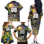 Personalised NAIDOC Week 2025 Eagles Football Family Matching Off The Shoulder Long Sleeve Dress and Hawaiian Shirt Aboriginal Dot Painting