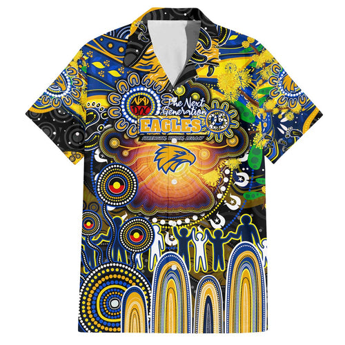 Personalised NAIDOC Week 2025 Eagles Football Family Matching Off The Shoulder Long Sleeve Dress and Hawaiian Shirt Aboriginal Dot Painting