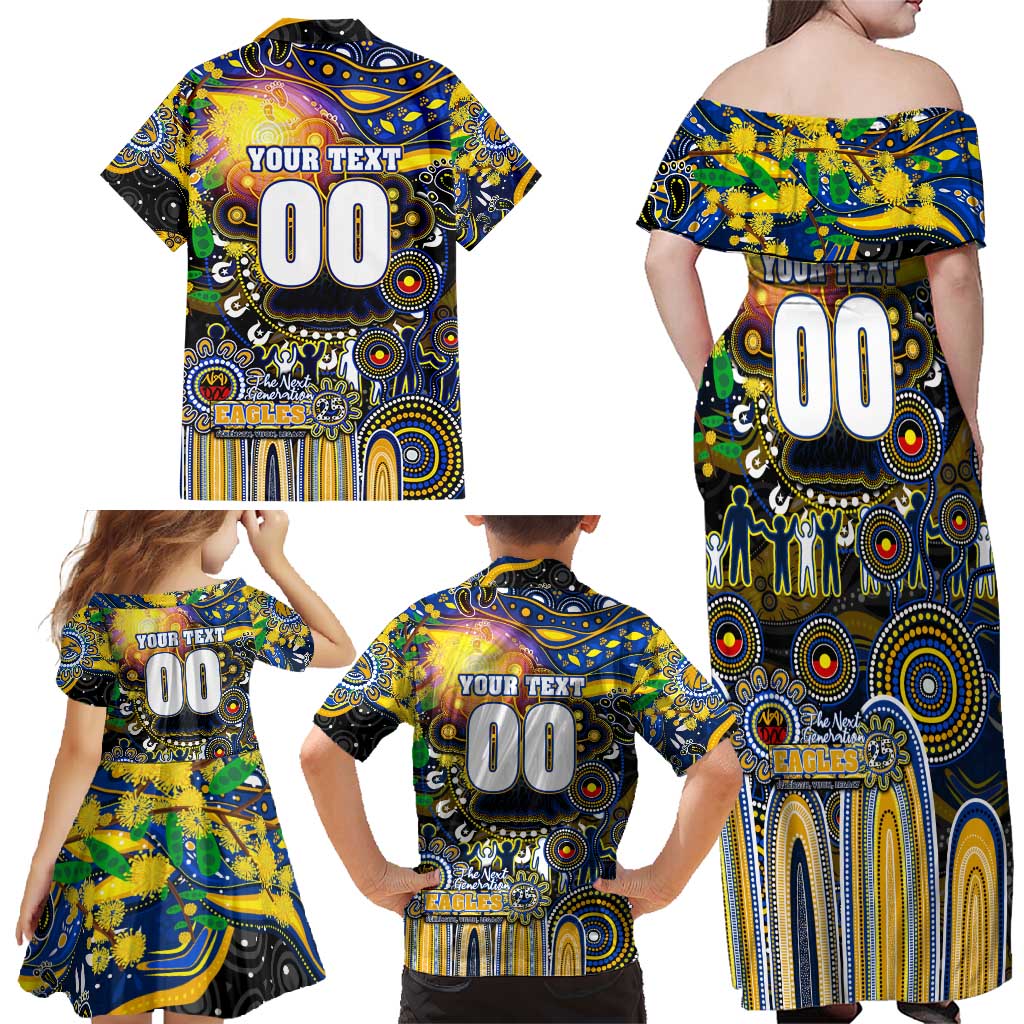 Personalised NAIDOC Week 2025 Eagles Football Family Matching Off Shoulder Maxi Dress and Hawaiian Shirt Aboriginal Dot Painting