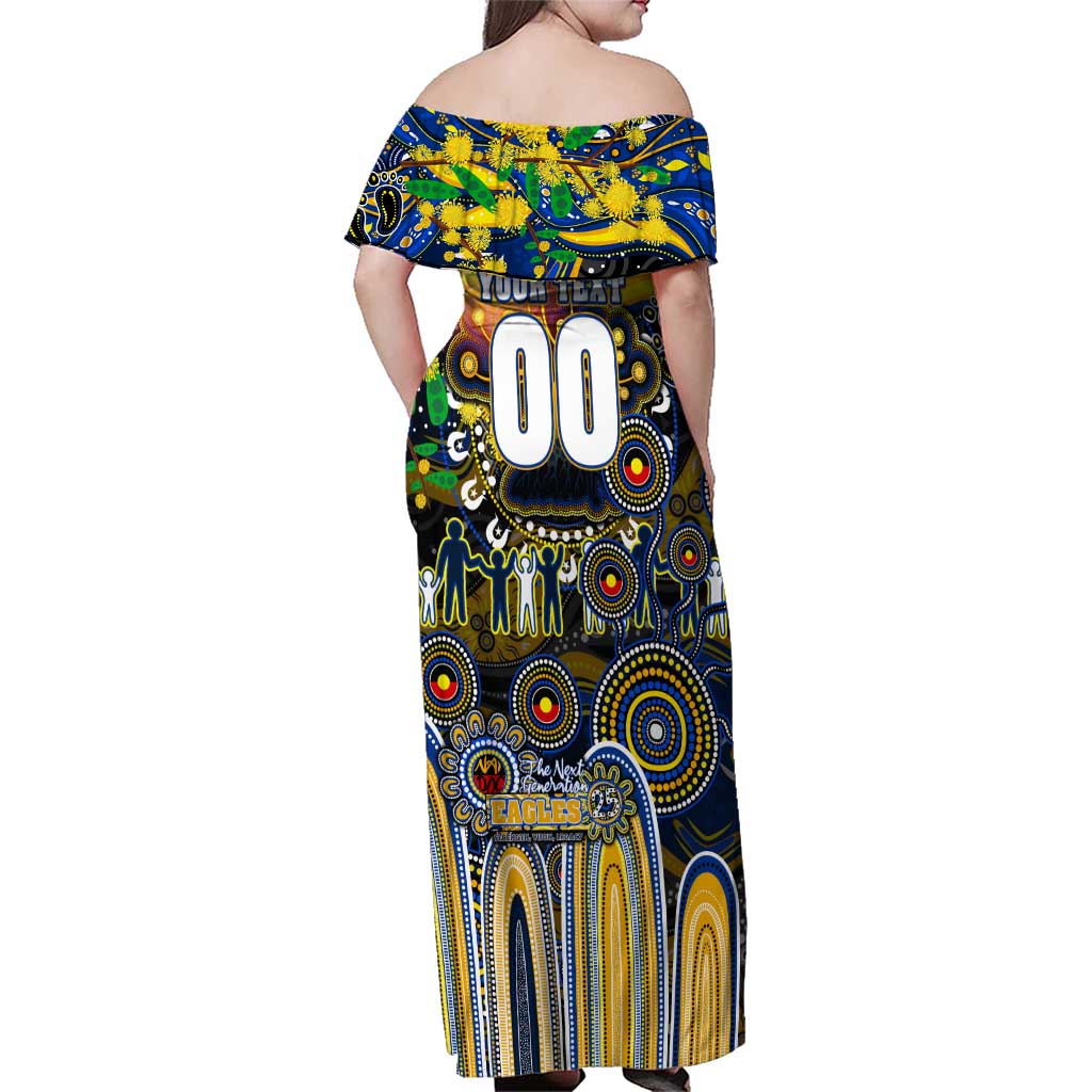 Personalised NAIDOC Week 2025 Eagles Football Family Matching Off Shoulder Maxi Dress and Hawaiian Shirt Aboriginal Dot Painting