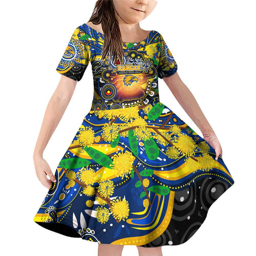 Personalised NAIDOC Week 2025 Eagles Football Family Matching Off Shoulder Short Dress and Hawaiian Shirt Aboriginal Dot Painting