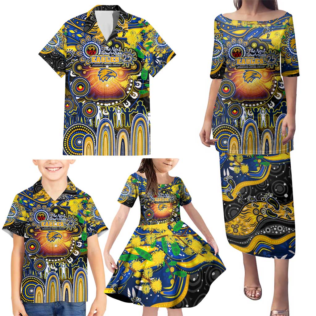 Personalised NAIDOC Week 2025 Eagles Football Family Matching Puletasi and Hawaiian Shirt Aboriginal Dot Painting