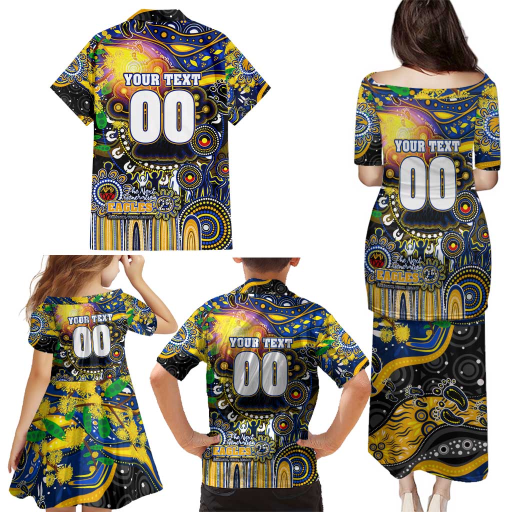 Personalised NAIDOC Week 2025 Eagles Football Family Matching Puletasi and Hawaiian Shirt Aboriginal Dot Painting