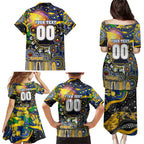 Personalised NAIDOC Week 2025 Eagles Football Family Matching Puletasi and Hawaiian Shirt Aboriginal Dot Painting
