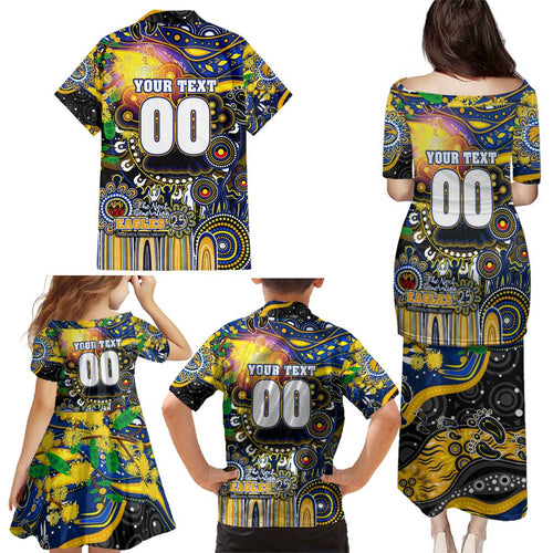 Personalised NAIDOC Week 2025 Eagles Football Family Matching Puletasi and Hawaiian Shirt Aboriginal Dot Painting