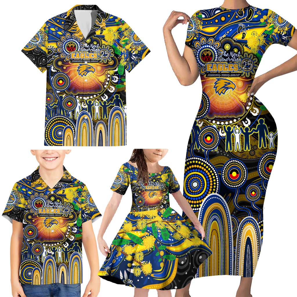 Personalised NAIDOC Week 2025 Eagles Football Family Matching Short Sleeve Bodycon Dress and Hawaiian Shirt Aboriginal Dot Painting