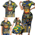 Personalised NAIDOC Week 2025 Eagles Football Family Matching Short Sleeve Bodycon Dress and Hawaiian Shirt Aboriginal Dot Painting