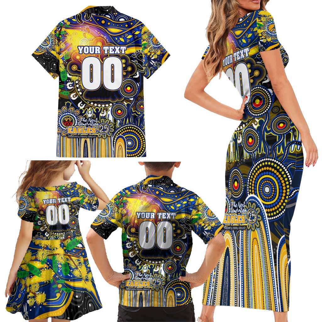 Personalised NAIDOC Week 2025 Eagles Football Family Matching Short Sleeve Bodycon Dress and Hawaiian Shirt Aboriginal Dot Painting