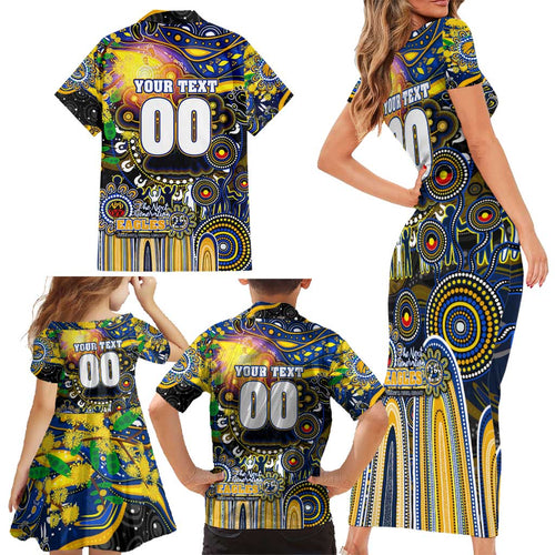 Personalised NAIDOC Week 2025 Eagles Football Family Matching Short Sleeve Bodycon Dress and Hawaiian Shirt Aboriginal Dot Painting
