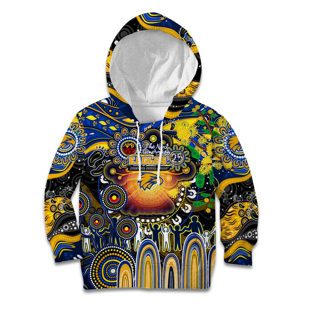 Personalised NAIDOC Week 2025 Eagles Football Kid Hoodie Aboriginal Dot Painting