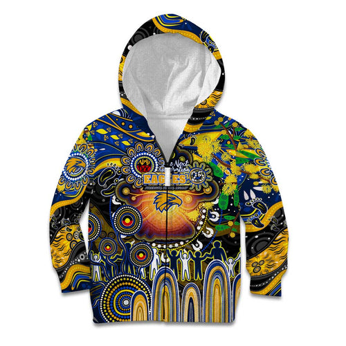Personalised NAIDOC Week 2025 Eagles Football Kid Hoodie Aboriginal Dot Painting