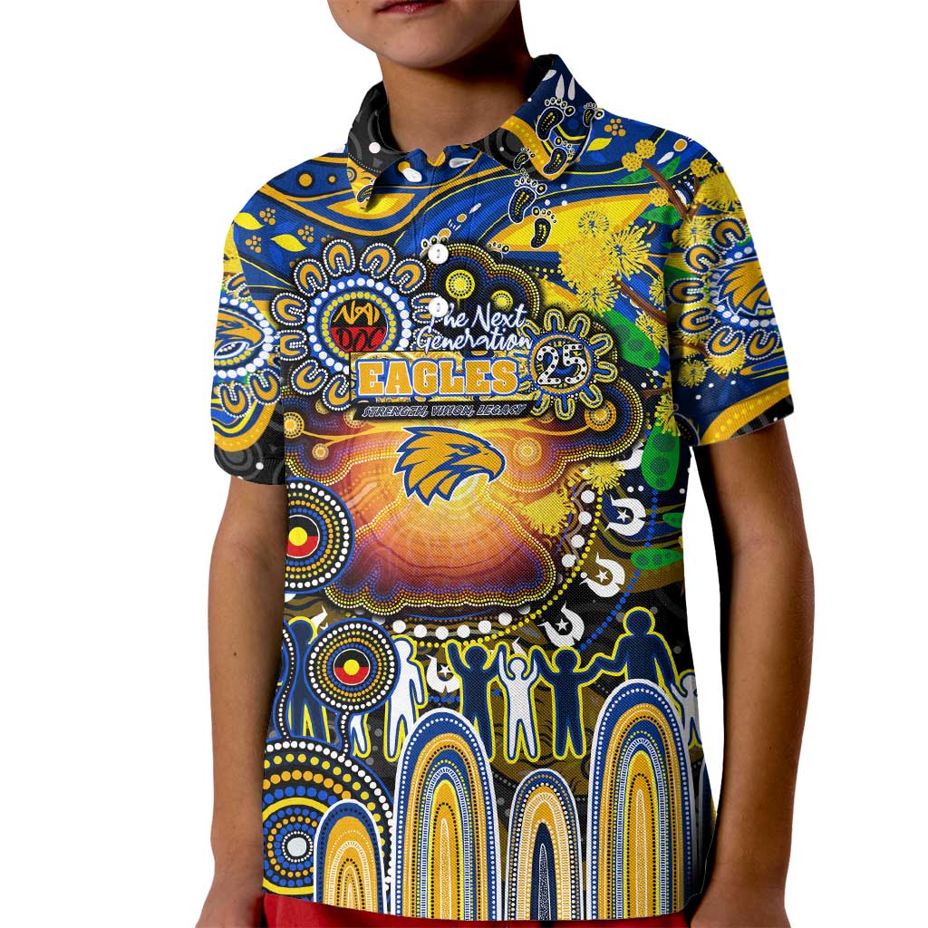Personalised NAIDOC Week 2025 Eagles Football Kid Polo Shirt Aboriginal Dot Painting