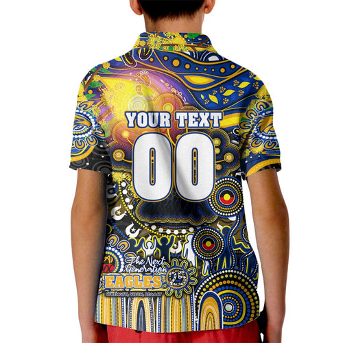Personalised NAIDOC Week 2025 Eagles Football Kid Polo Shirt Aboriginal Dot Painting