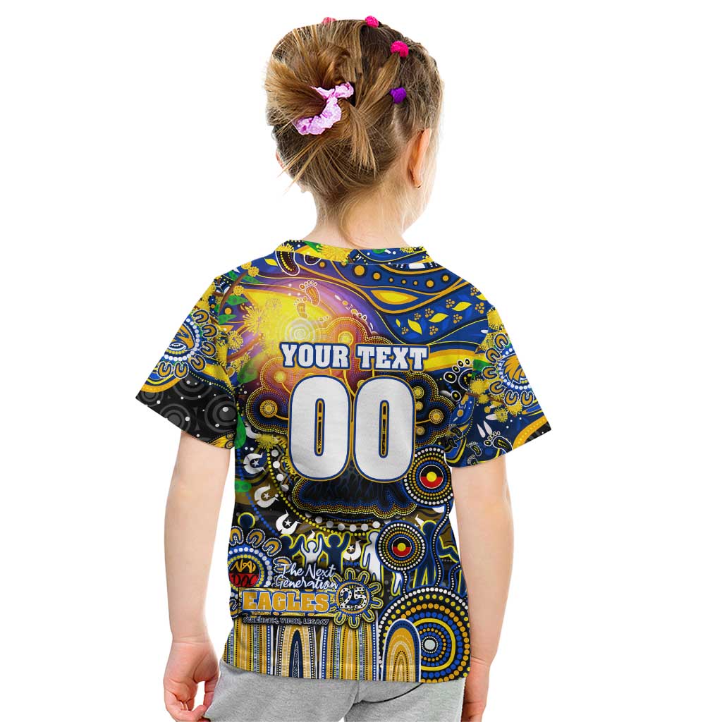 Personalised NAIDOC Week 2025 Eagles Football Kid T Shirt Aboriginal Dot Painting