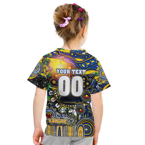 Personalised NAIDOC Week 2025 Eagles Football Kid T Shirt Aboriginal Dot Painting