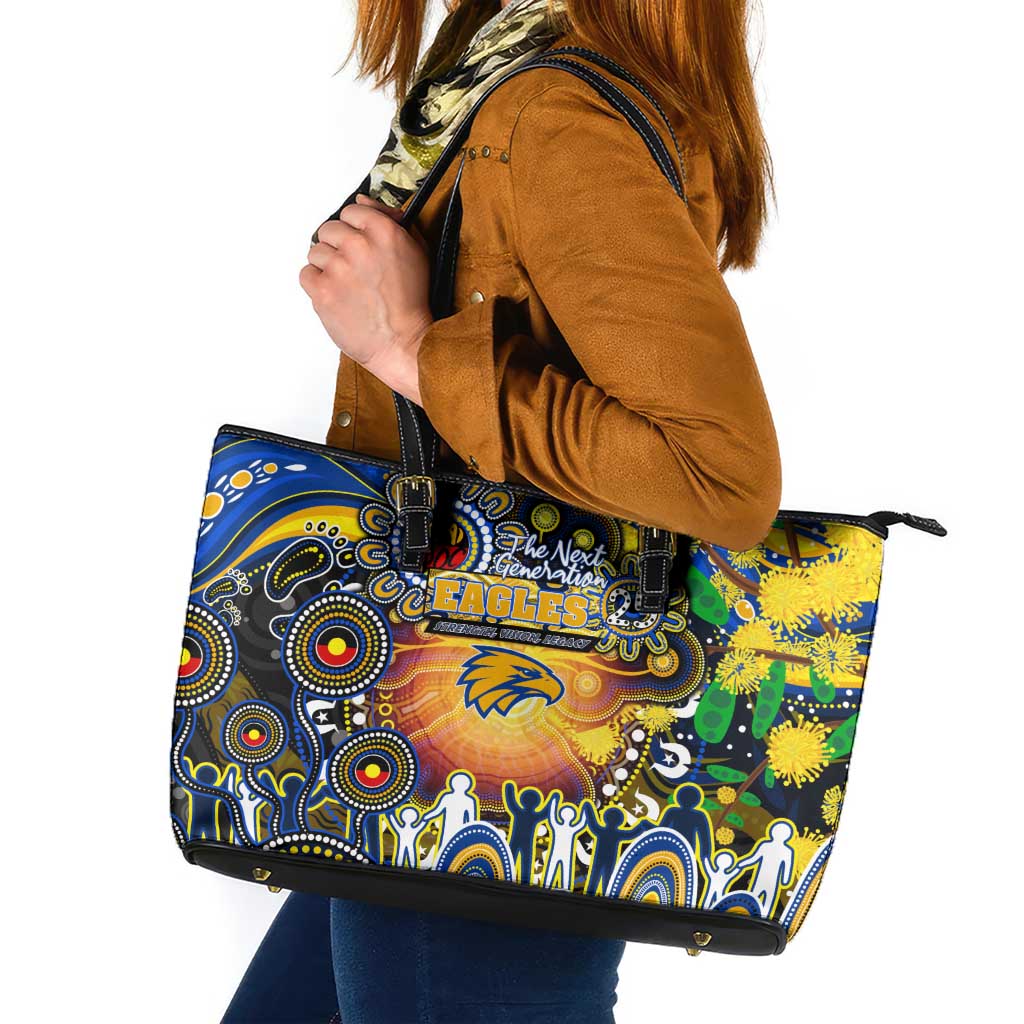 NAIDOC Week 2025 Eagles Football Leather Tote Bag Aboriginal Dot Painting