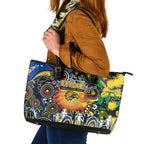 NAIDOC Week 2025 Eagles Football Leather Tote Bag Aboriginal Dot Painting