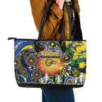 NAIDOC Week 2025 Eagles Football Leather Tote Bag Aboriginal Dot Painting