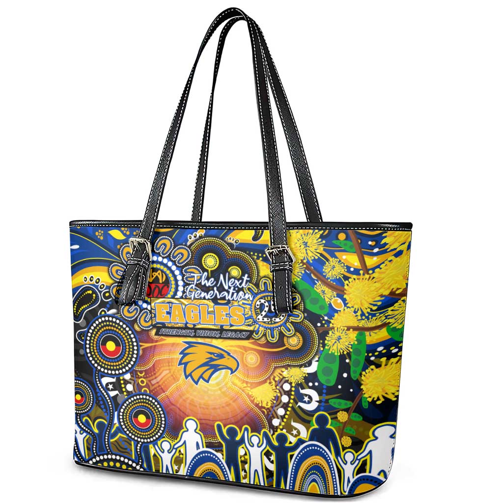 NAIDOC Week 2025 Eagles Football Leather Tote Bag Aboriginal Dot Painting