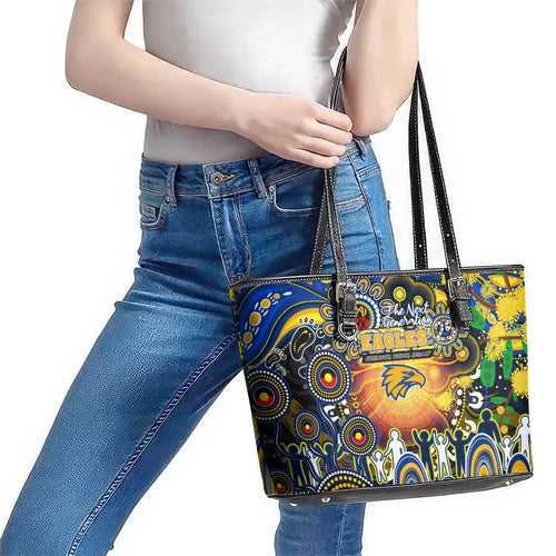 NAIDOC Week 2025 Eagles Football Leather Tote Bag Aboriginal Dot Painting