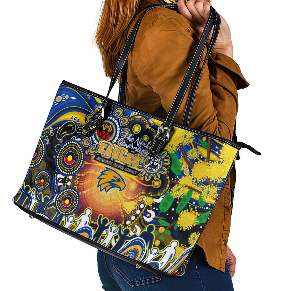 NAIDOC Week 2025 Eagles Football Leather Tote Bag Aboriginal Dot Painting