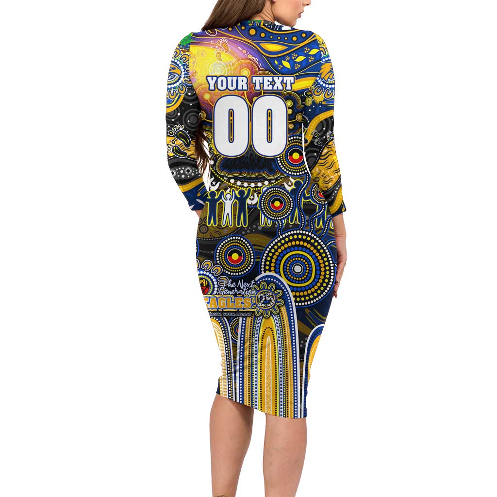 Personalised NAIDOC Week 2025 Eagles Football Long Sleeve Bodycon Dress Aboriginal Dot Painting