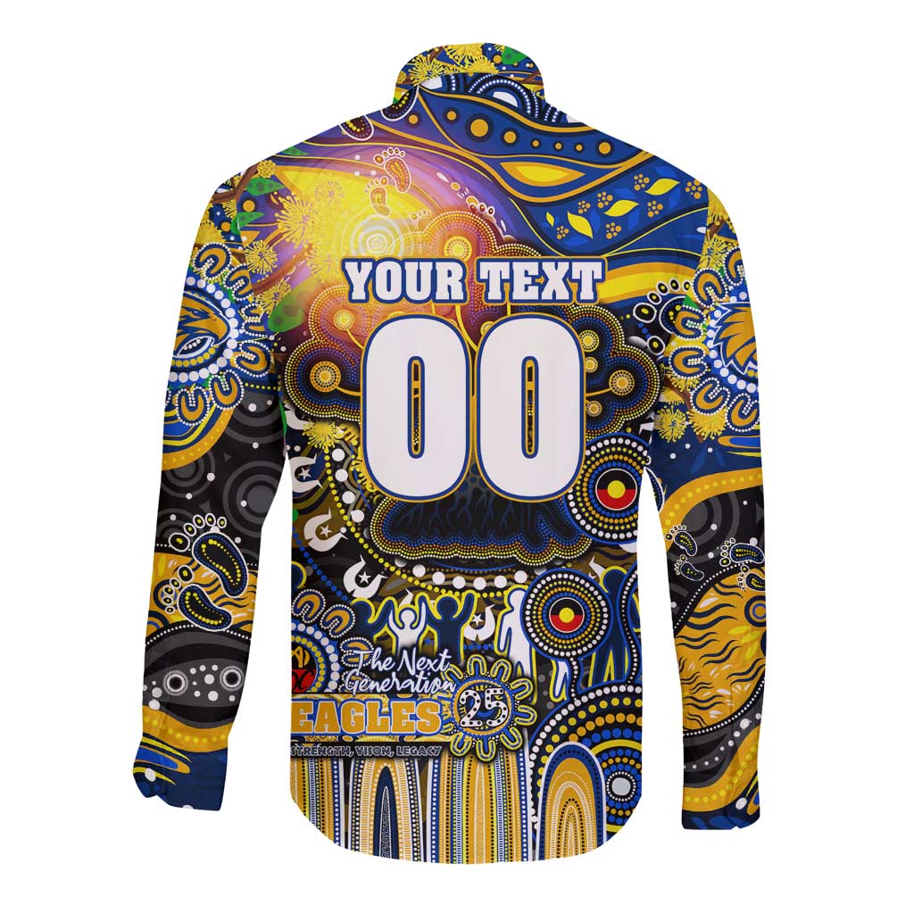 Personalised NAIDOC Week 2025 Eagles Football Long Sleeve Button Shirt Aboriginal Dot Painting