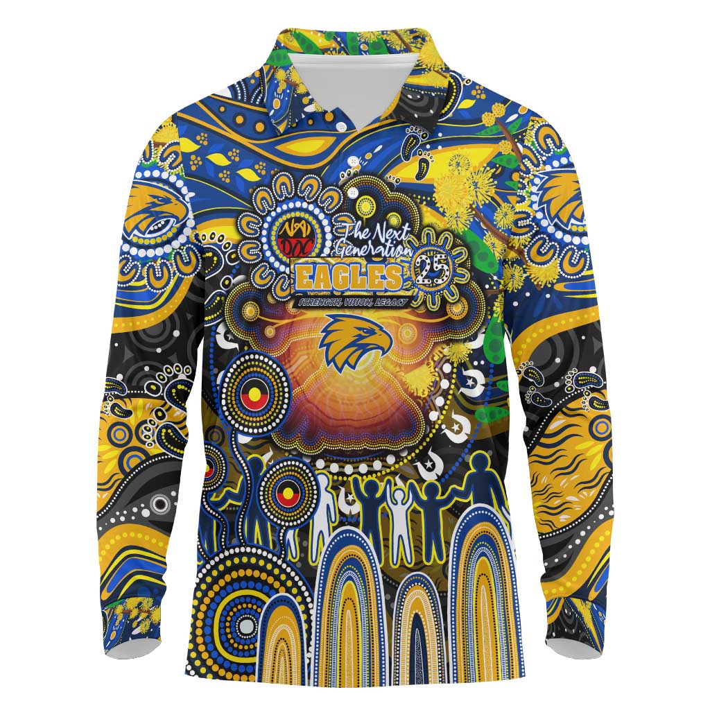 Personalised NAIDOC Week 2025 Eagles Football Long Sleeve Polo Shirt Aboriginal Dot Painting