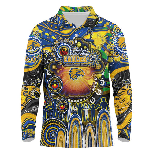 Personalised NAIDOC Week 2025 Eagles Football Long Sleeve Polo Shirt Aboriginal Dot Painting