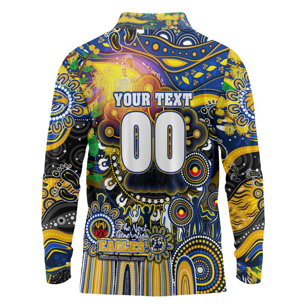 Personalised NAIDOC Week 2025 Eagles Football Long Sleeve Polo Shirt Aboriginal Dot Painting