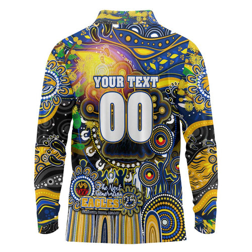 Personalised NAIDOC Week 2025 Eagles Football Long Sleeve Polo Shirt Aboriginal Dot Painting