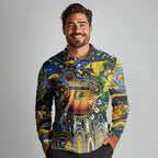Personalised NAIDOC Week 2025 Eagles Football Long Sleeve Polo Shirt Aboriginal Dot Painting