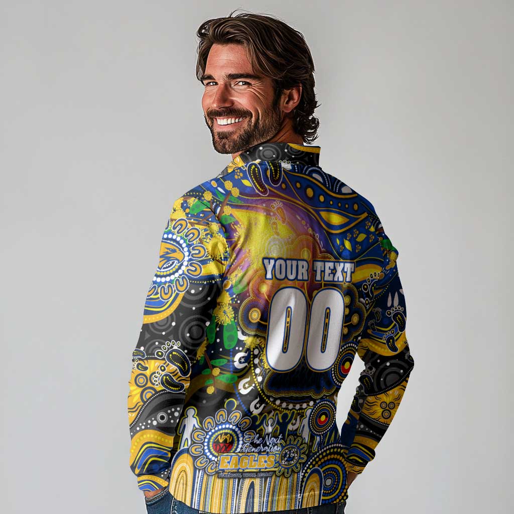 Personalised NAIDOC Week 2025 Eagles Football Long Sleeve Polo Shirt Aboriginal Dot Painting