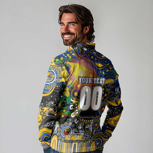 Personalised NAIDOC Week 2025 Eagles Football Long Sleeve Polo Shirt Aboriginal Dot Painting