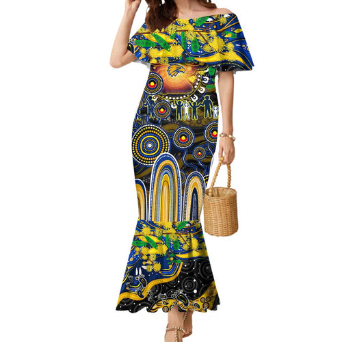 Personalised NAIDOC Week 2025 Eagles Football Mermaid Dress Aboriginal Dot Painting