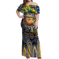 Personalised NAIDOC Week 2025 Eagles Football Off Shoulder Maxi Dress Aboriginal Dot Painting