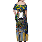Personalised NAIDOC Week 2025 Eagles Football Off Shoulder Maxi Dress Aboriginal Dot Painting