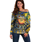 Personalised NAIDOC Week 2025 Eagles Football Off Shoulder Sweater Aboriginal Dot Painting