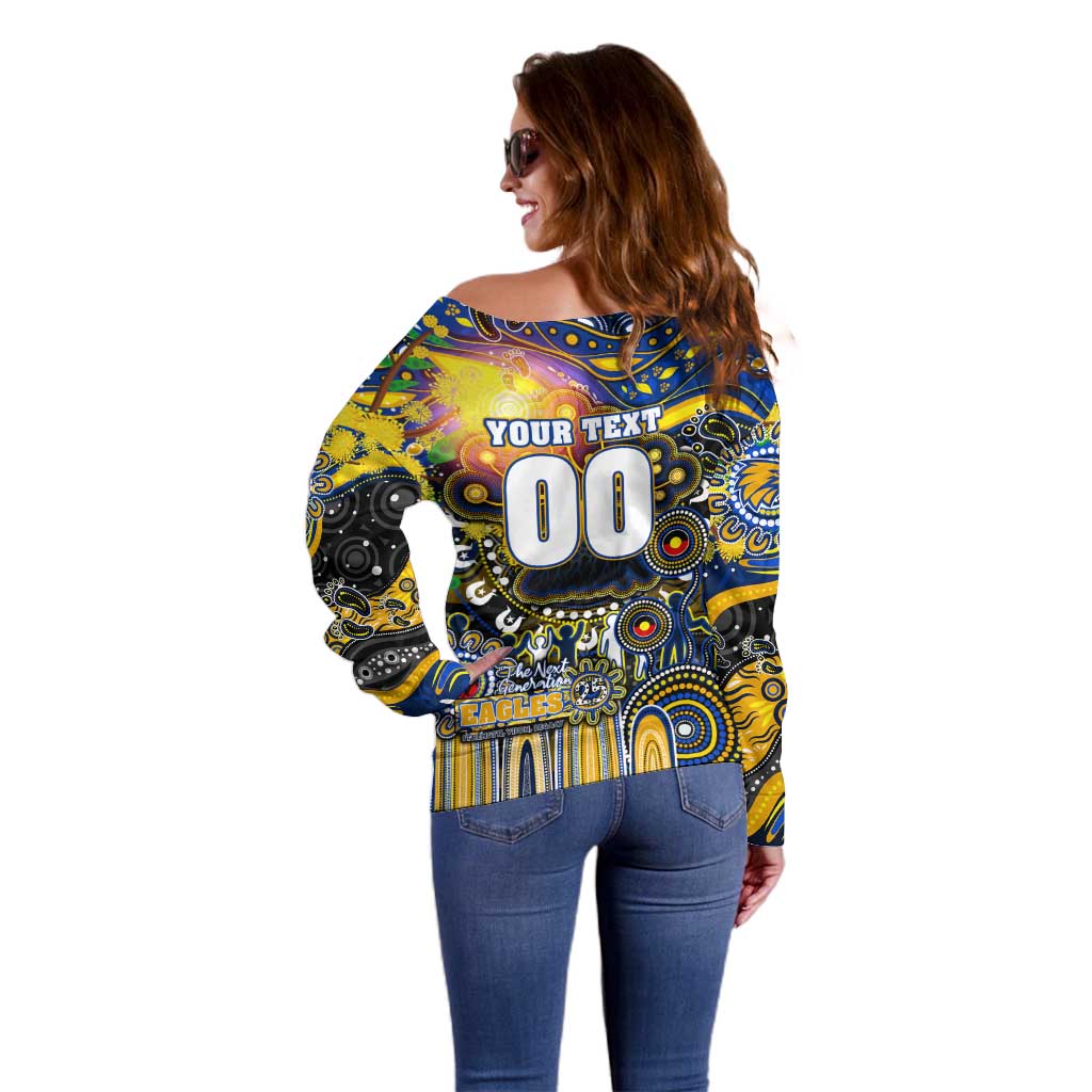 Personalised NAIDOC Week 2025 Eagles Football Off Shoulder Sweater Aboriginal Dot Painting