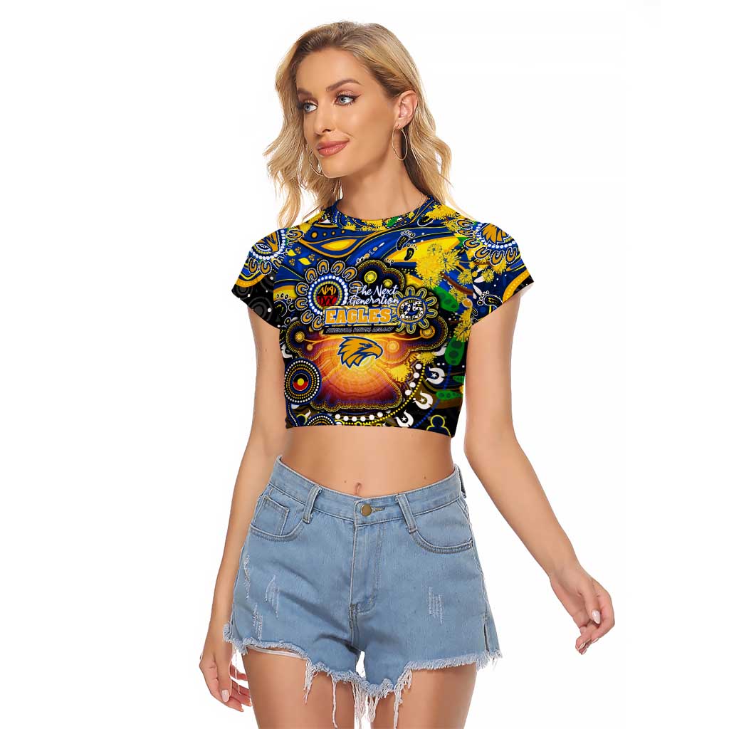 Personalised NAIDOC Week 2025 Eagles Football Raglan Cropped T Shirt Aboriginal Dot Painting