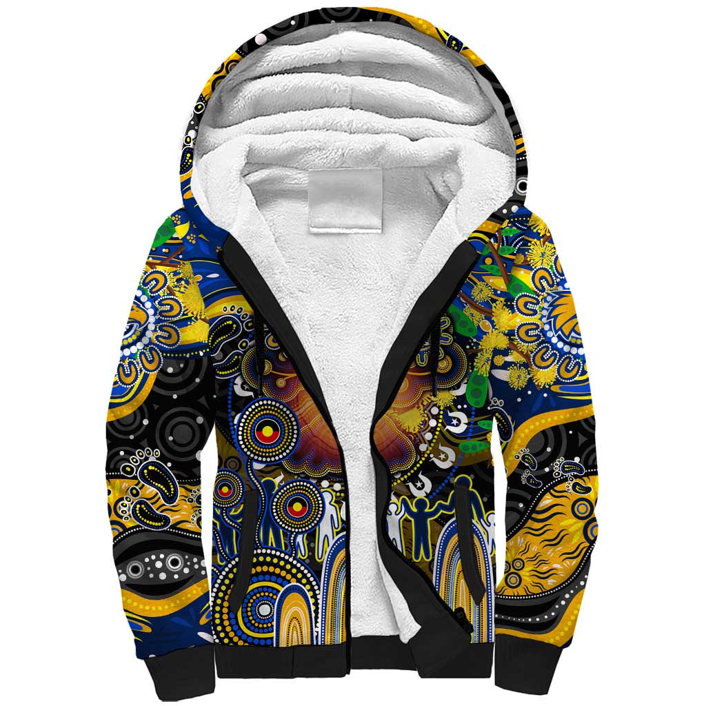 Personalised NAIDOC Week 2025 Eagles Football Sherpa Hoodie Aboriginal Dot Painting
