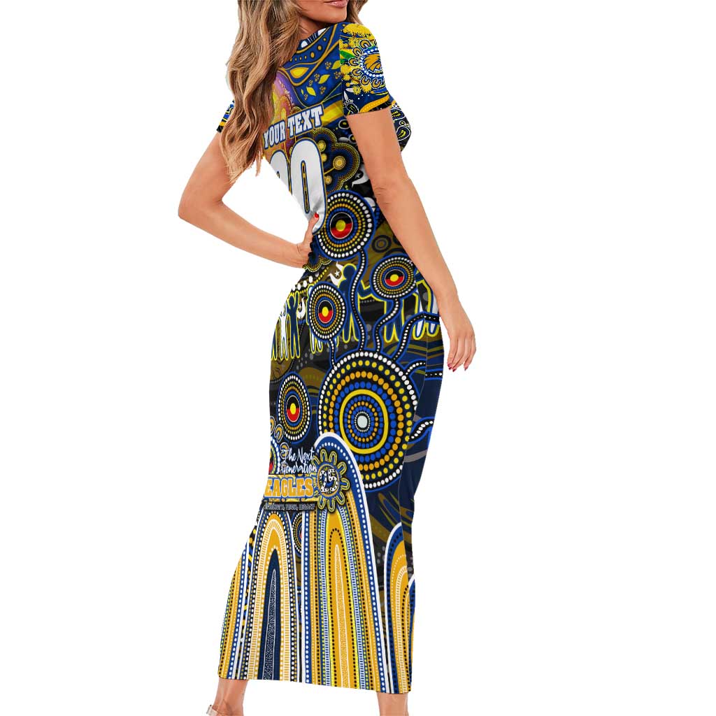 Personalised NAIDOC Week 2025 Eagles Football Short Sleeve Bodycon Dress Aboriginal Dot Painting