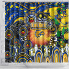 NAIDOC Week 2025 Eagles Football Shower Curtain Aboriginal Dot Painting