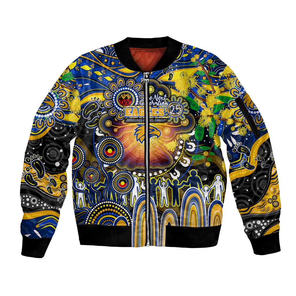 Personalised NAIDOC Week 2025 Eagles Football Sleeve Zip Bomber Jacket Aboriginal Dot Painting