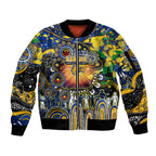 Personalised NAIDOC Week 2025 Eagles Football Sleeve Zip Bomber Jacket Aboriginal Dot Painting