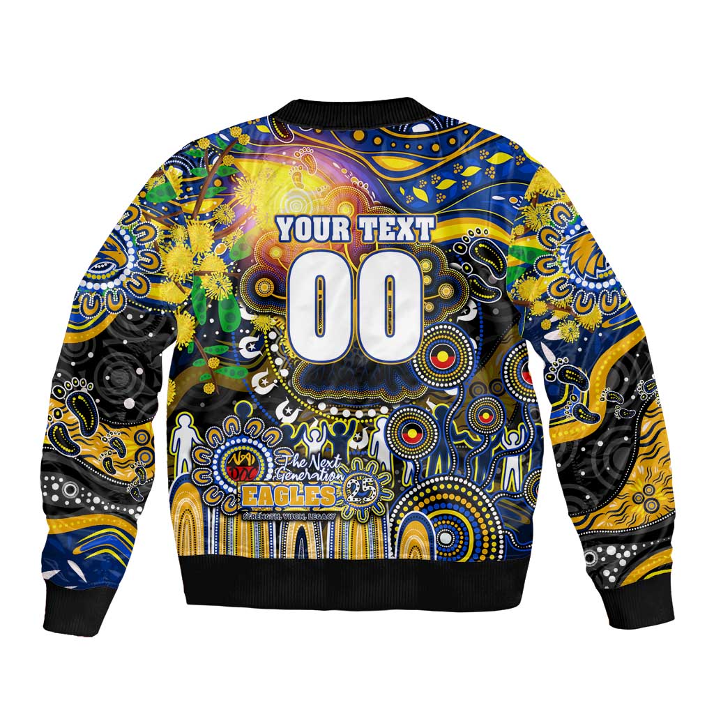 Personalised NAIDOC Week 2025 Eagles Football Sleeve Zip Bomber Jacket Aboriginal Dot Painting